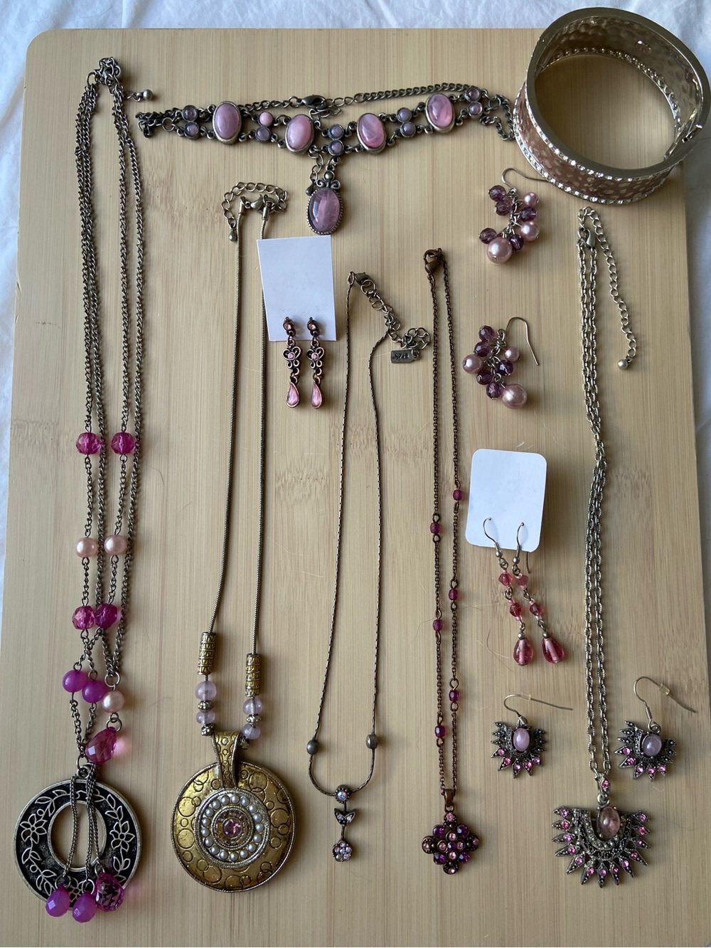 Lot of Silver Tone Pink/Purple 90s/Y2K Jewelry